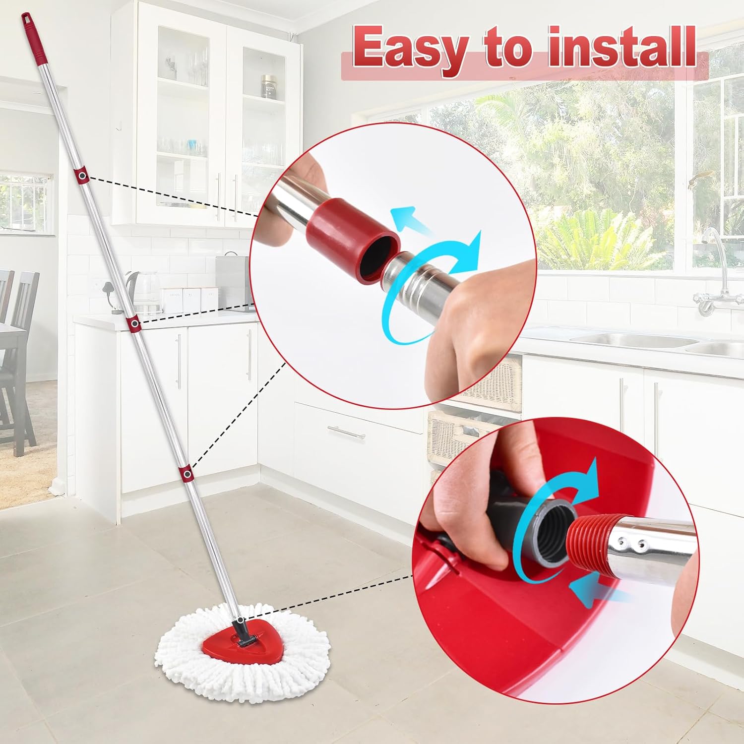 4-Section Stainless Steel Mop Handle Base for O Cedar