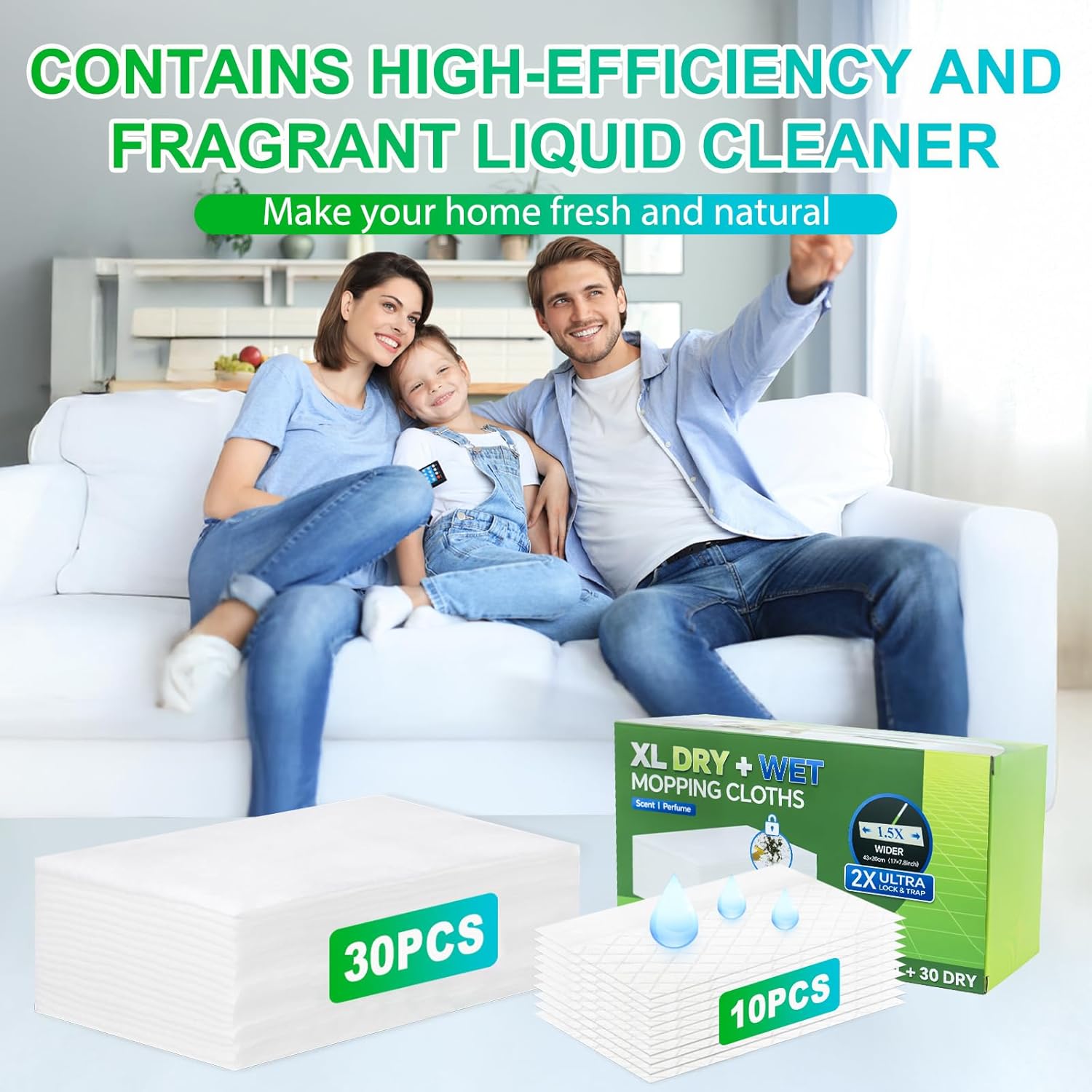 SAUAUSUN 40 Count XL Mopping Cloths Kit for Swiffer Sweeper XL