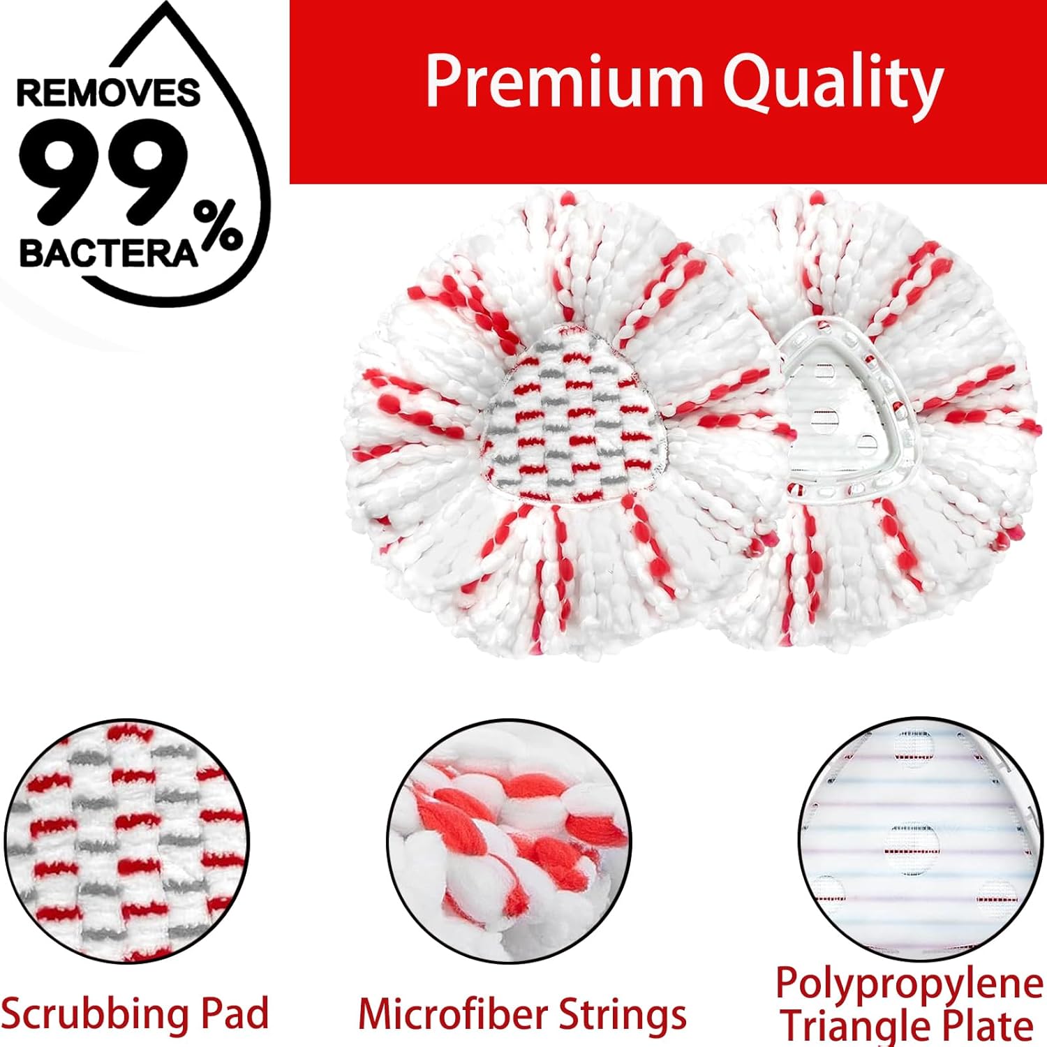 Higfra 2 Pack Mop Heads - 40 More Cleaning Power
