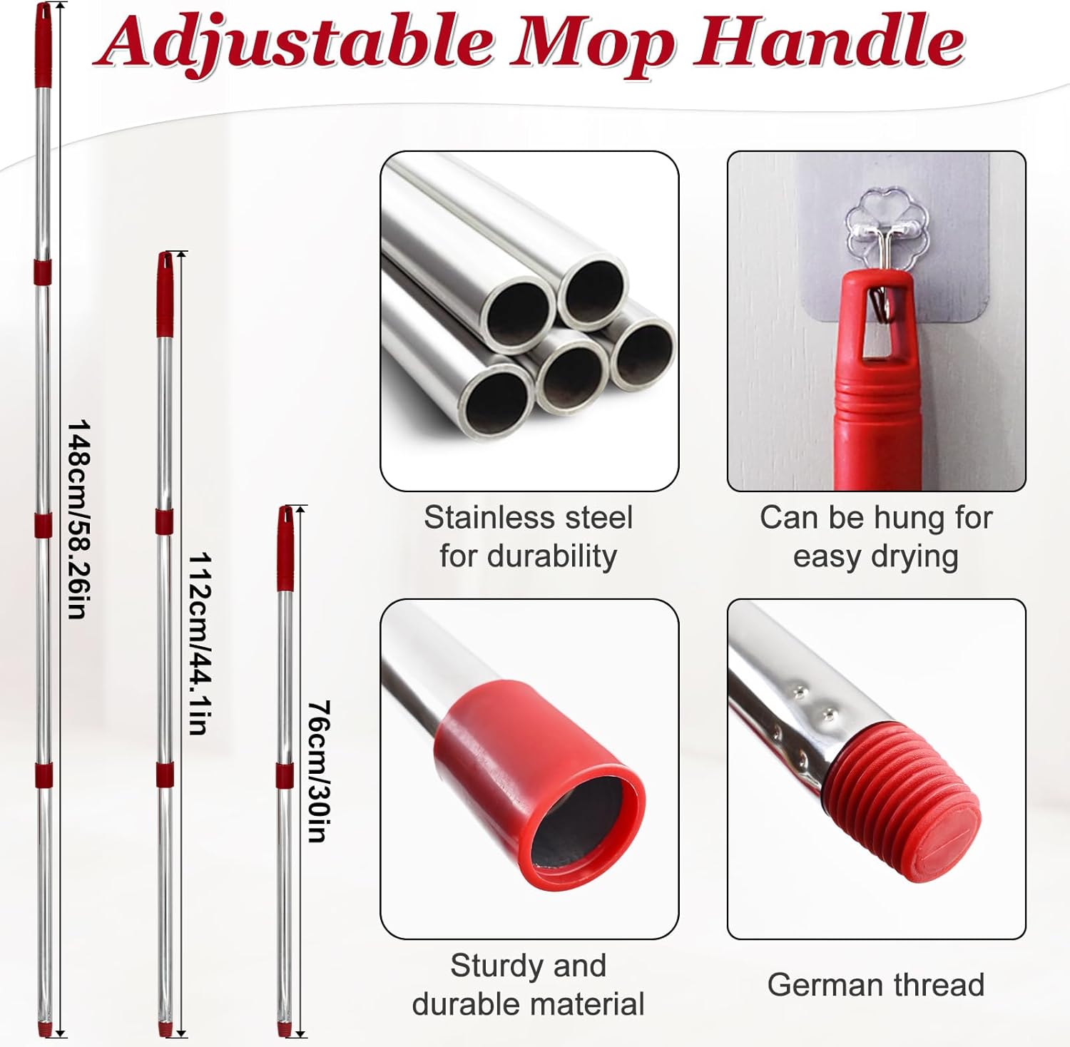Aiyiried Spin Mop Handle and Replacement Heads Combo Set