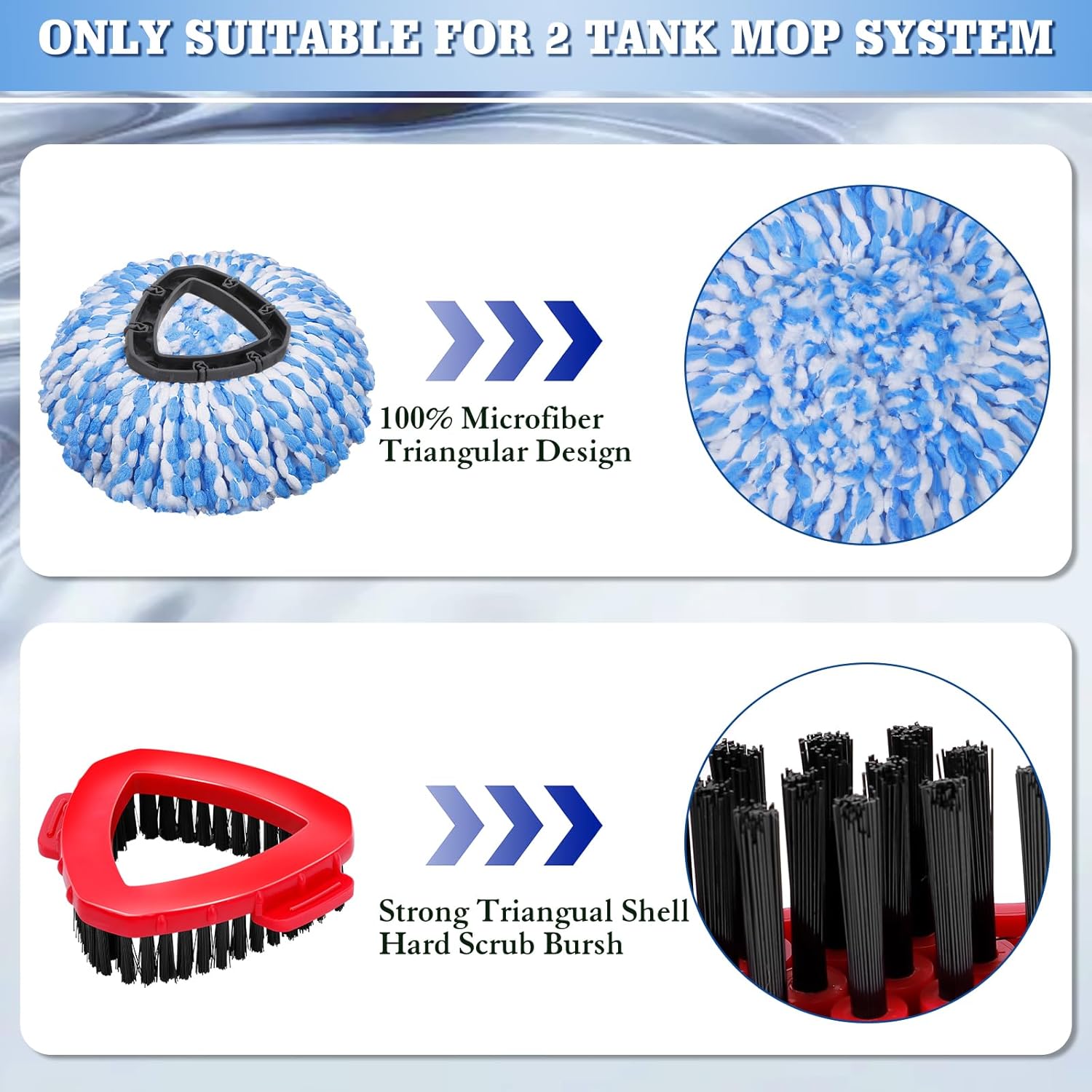 6 Pack Mop Replacement Heads for Oceda RinseClean 2-Tank System