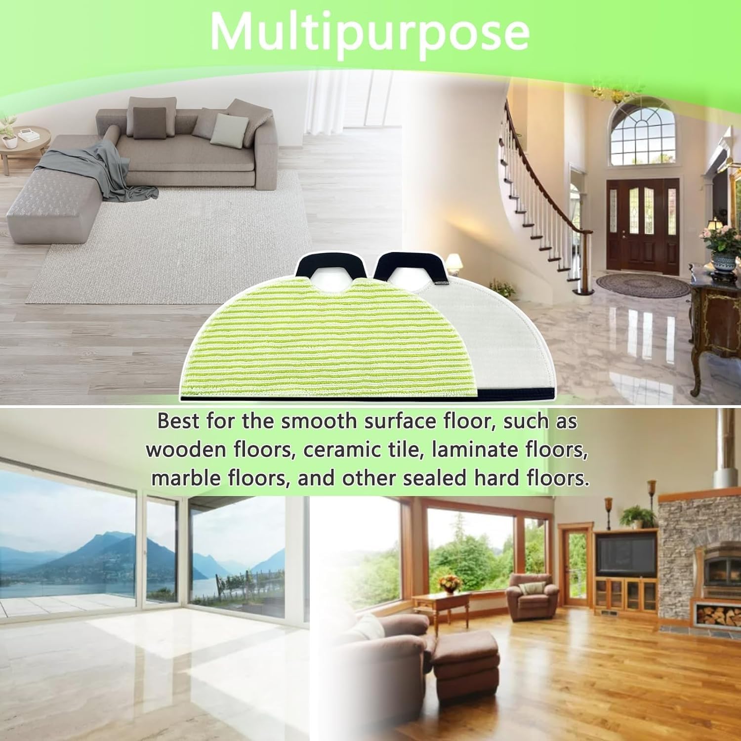 Marebm RV2001WD Vacuum Mop Replacement Pads 6 pcs