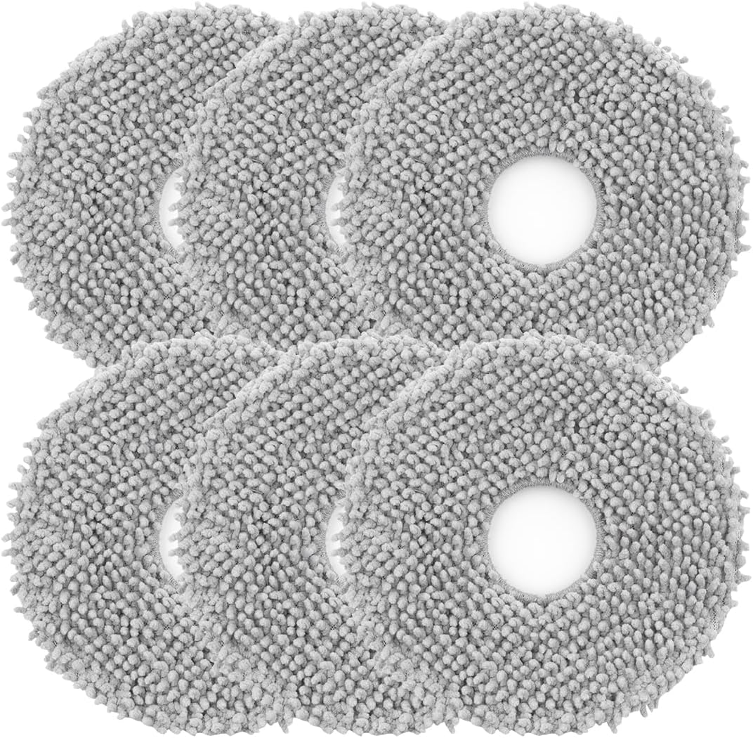 6Pcs Microfiber Mop Cloths for Roborock Robot Vacuums