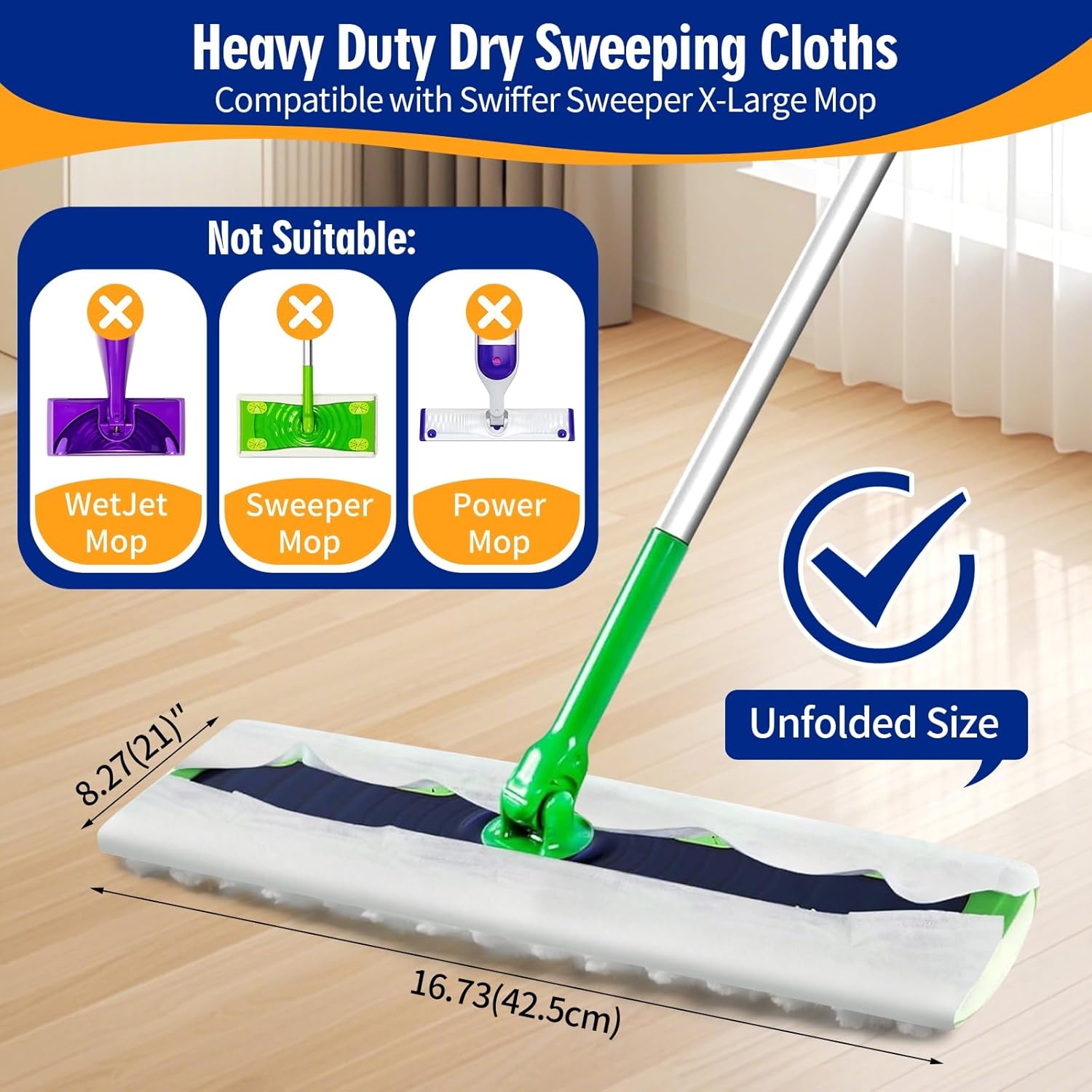 FURCIELOS 40 Count XL Dry Cleaning Cloths for Swiffer Sweeper XL Mop