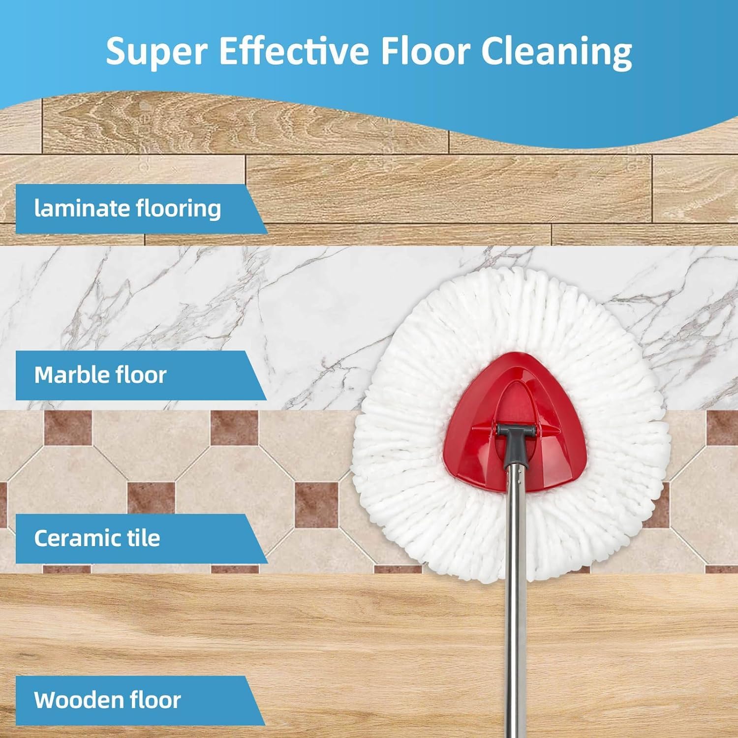 CCMRCQ Spin Mop Replacement Head 3 Pack
