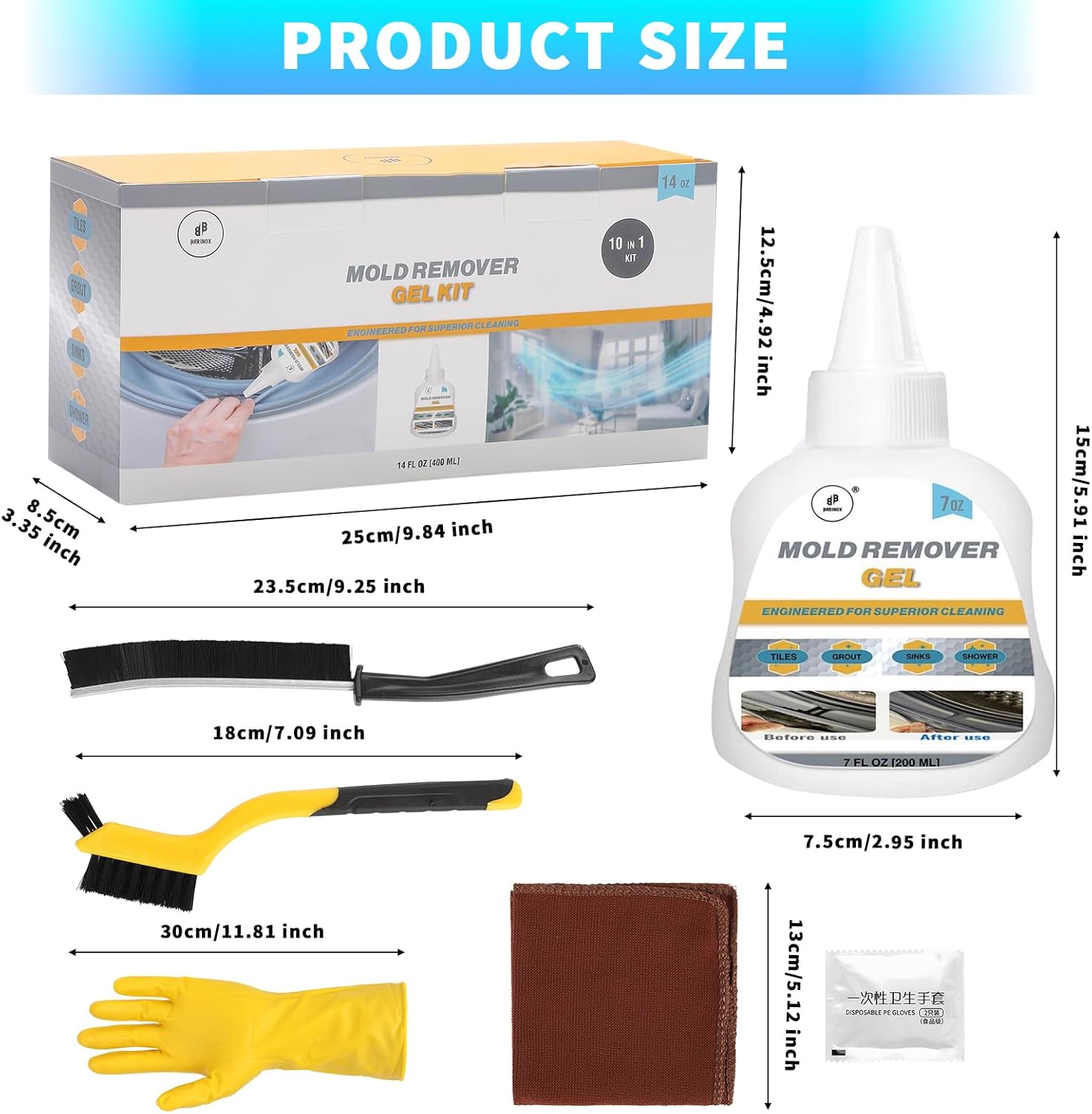 BARINOX Mold Stain Remover Gel Kit 10 in 1
