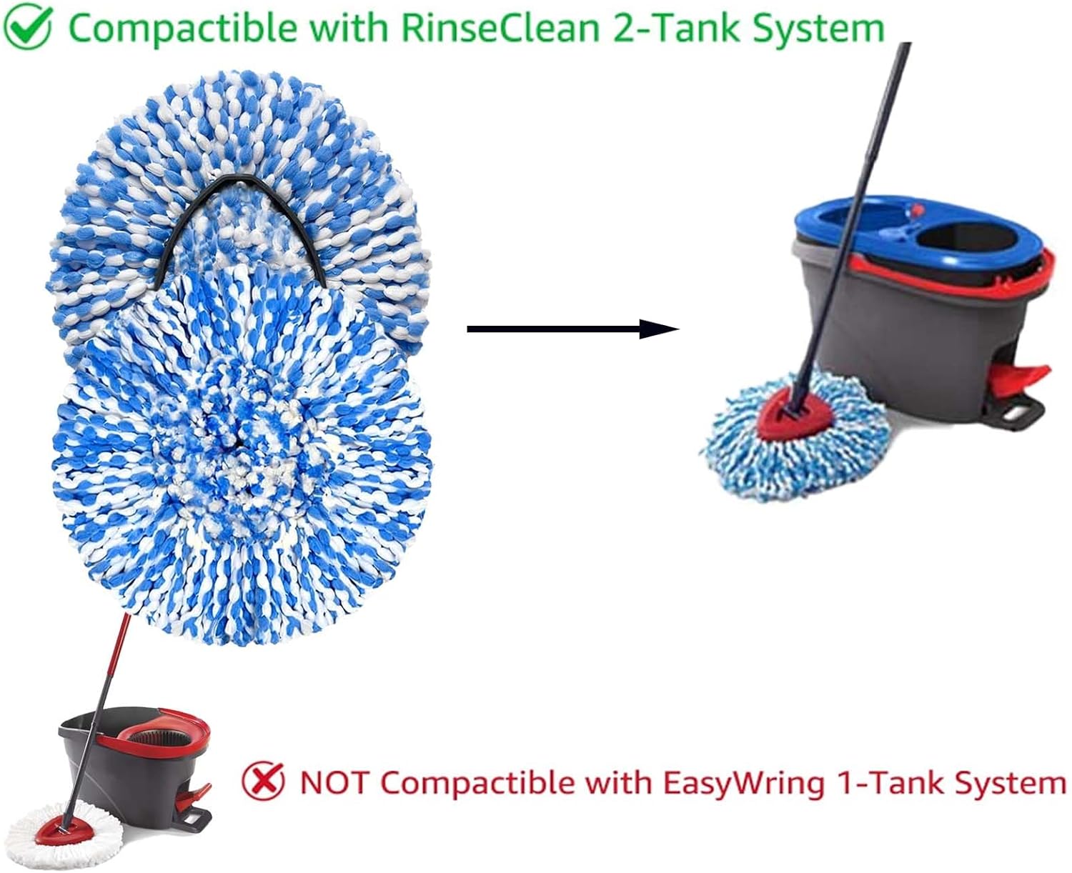 FOOKCIAN 4 Pack Mop Heads for RinseClean 2-Tank System 1