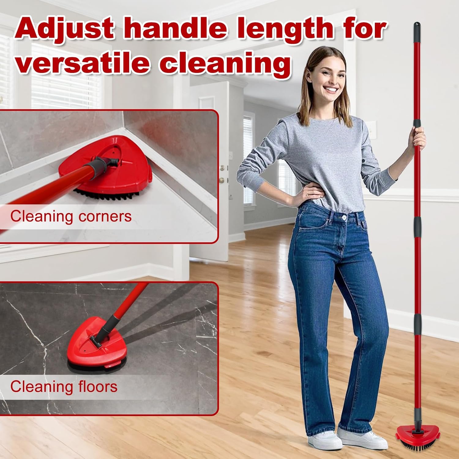 DLAIMI Mop Handle Replacement with Scrubber Brush and Base