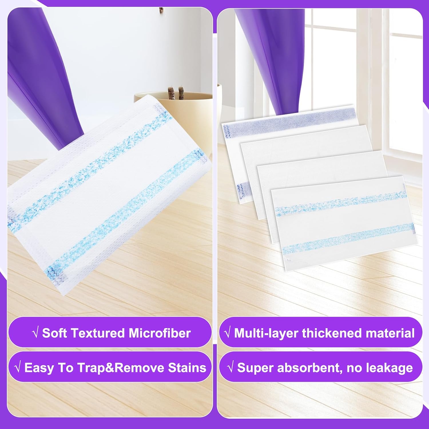Wlich Mop Pad Refills for Swiffer WetJet and 10-11 Inch Mops
