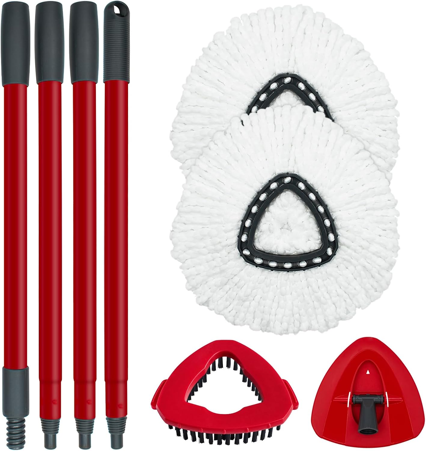 DLAIMI Spin Mop Replacement Set - 2 Microfiber Heads Sturdy Iron Handle 30-58in