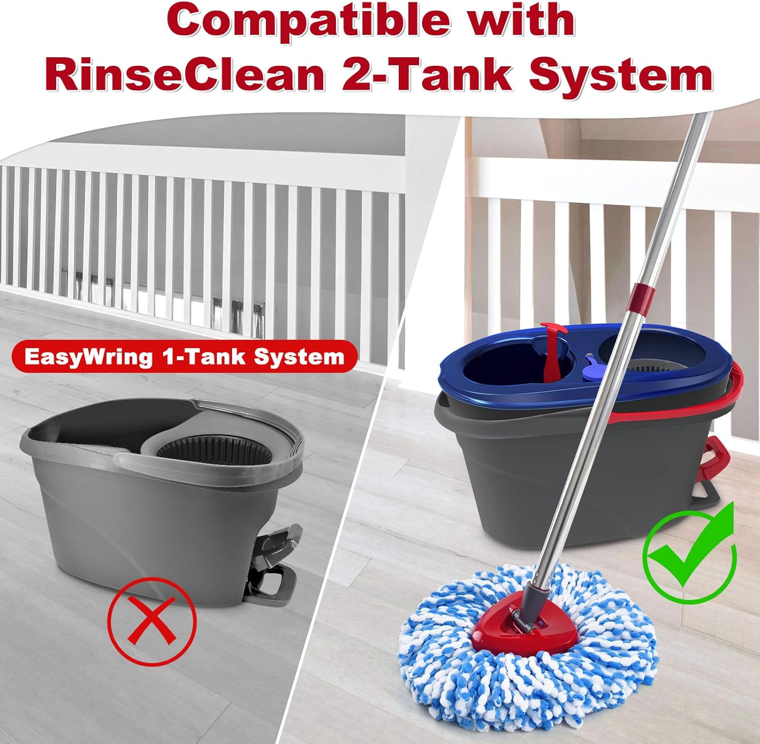 Aiyiried Spin Mop Handle and Replacement Heads Combo Set