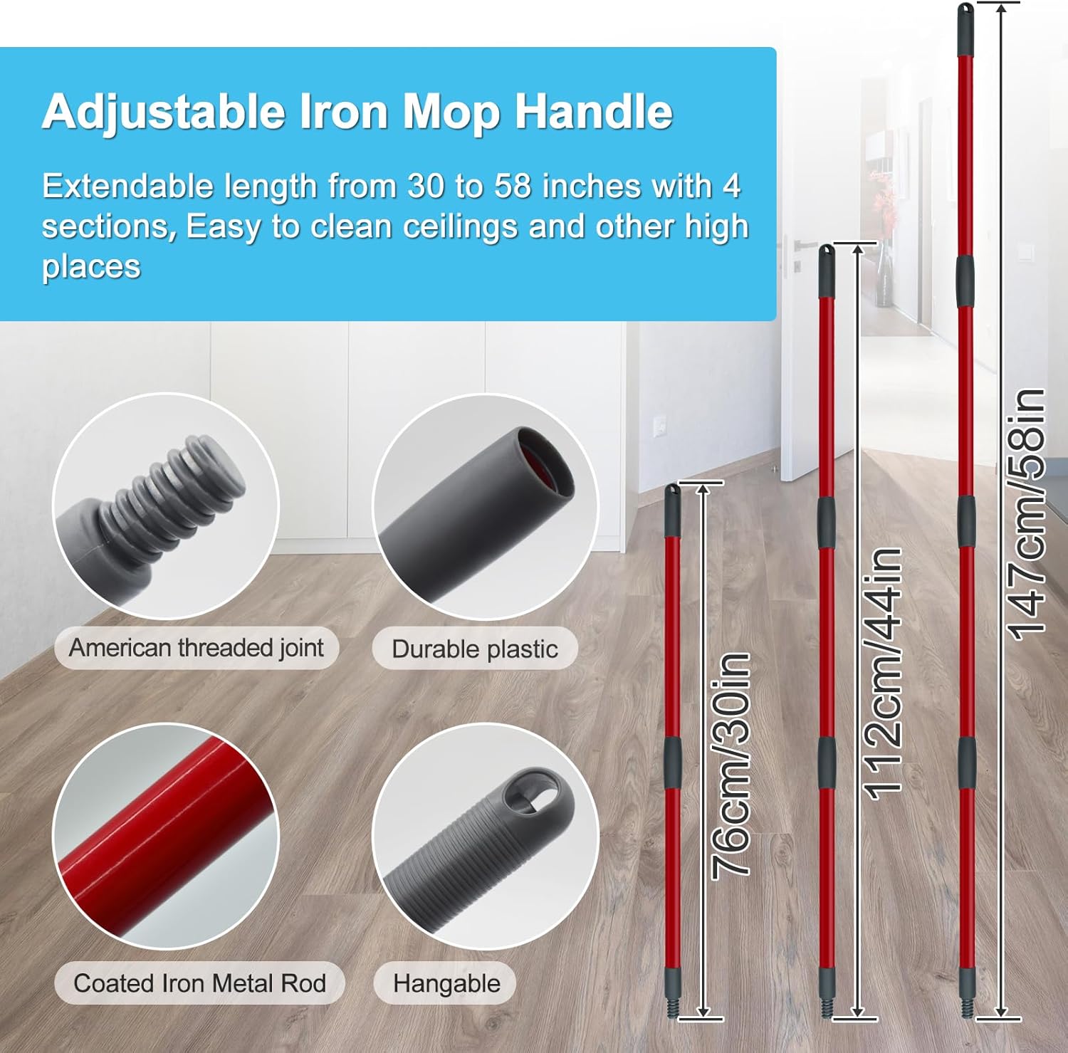 Aiyiried Spin Mop Handle Set for O-Cedar EasyWring 1-Tank 1