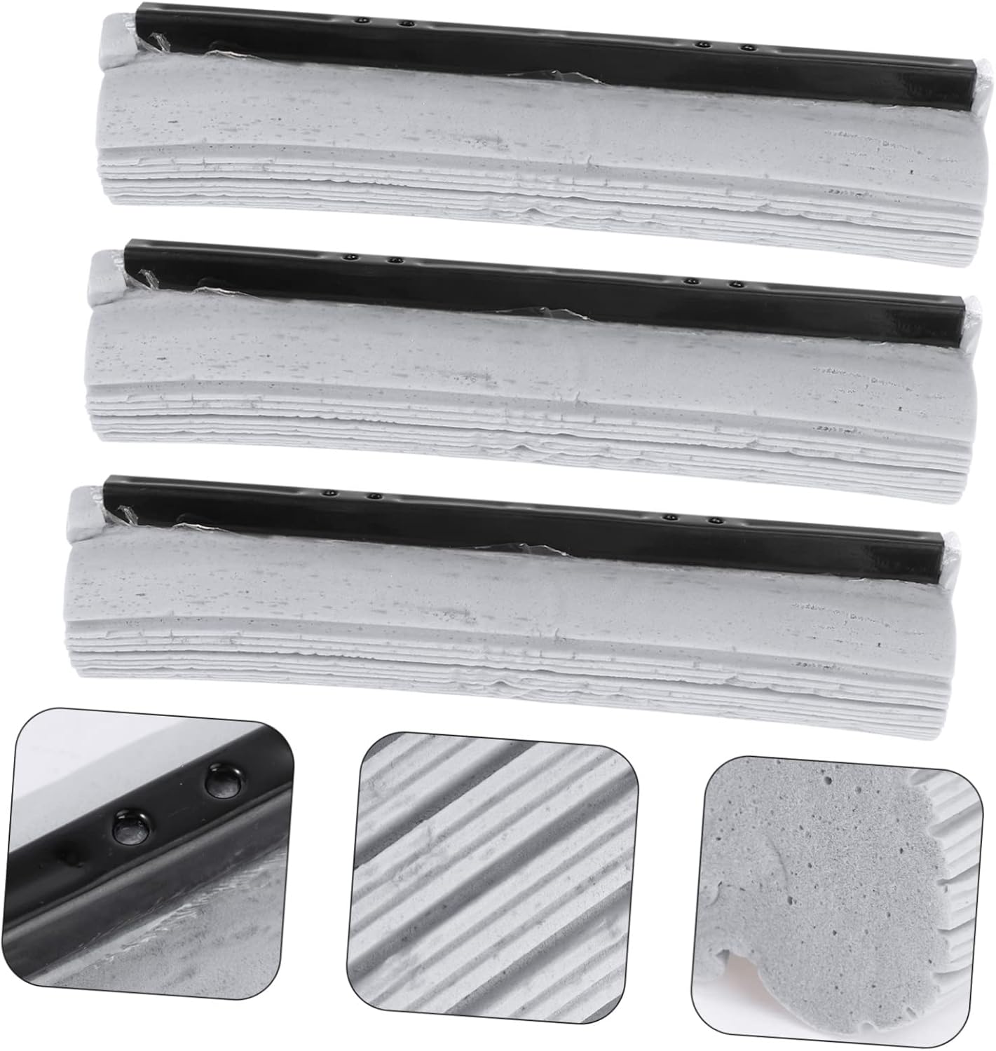 3sets Ergonomic Sponge Roller Mop Head Refills for Quick Drying