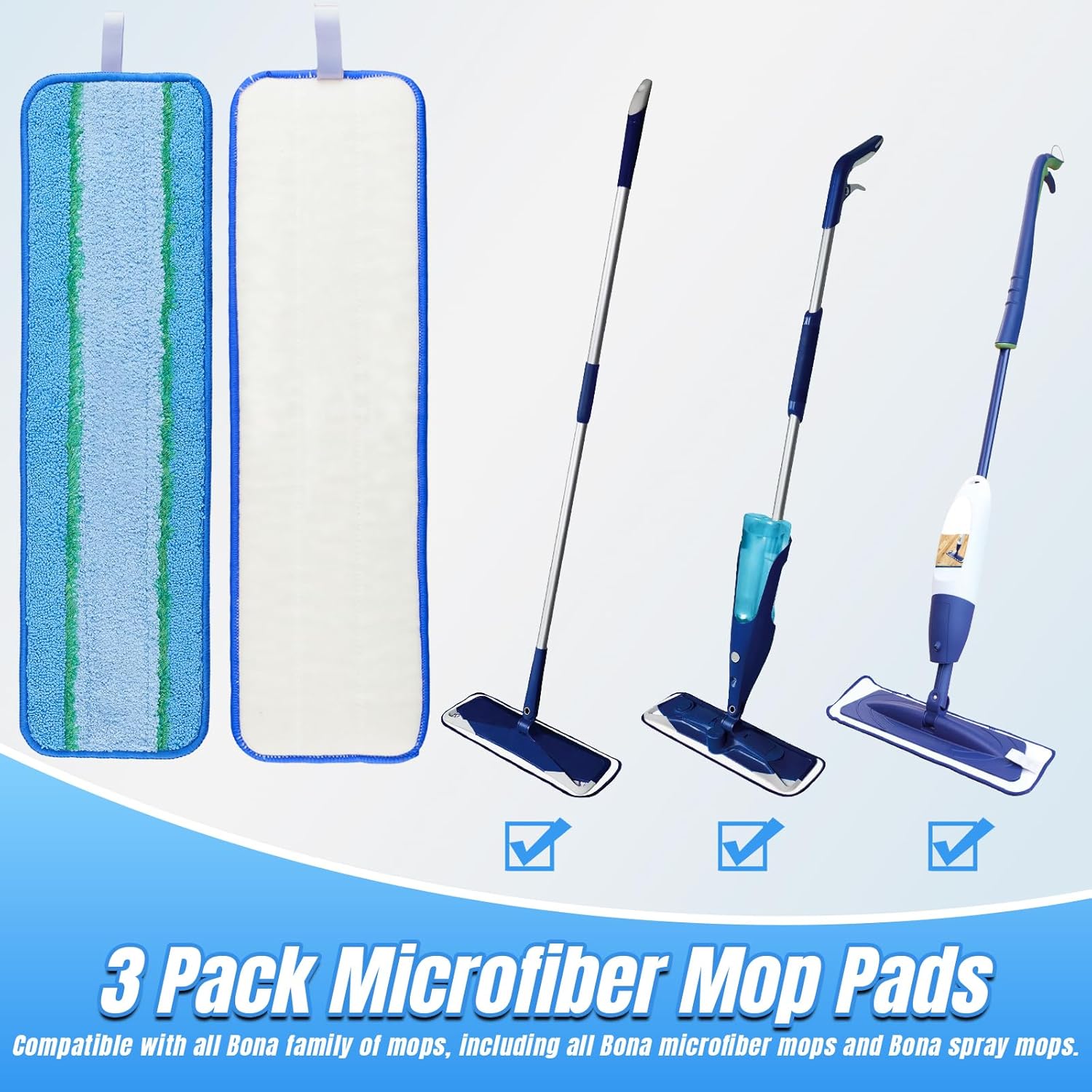 3 Pack Deep Cleaning Pads for Bona Mop Replacement