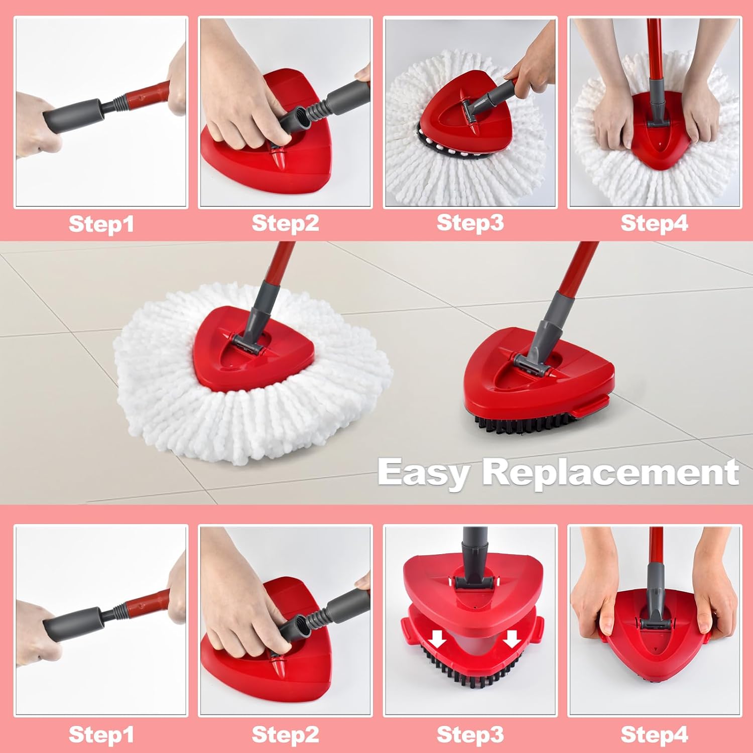 Uoiispet Spin Mop Heads Replacement for O Cedar 1-Tank System
