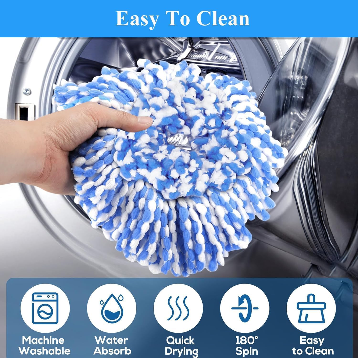 5 Pack Microfiber Mop Head Replacements for RinseClea Spin Mop
