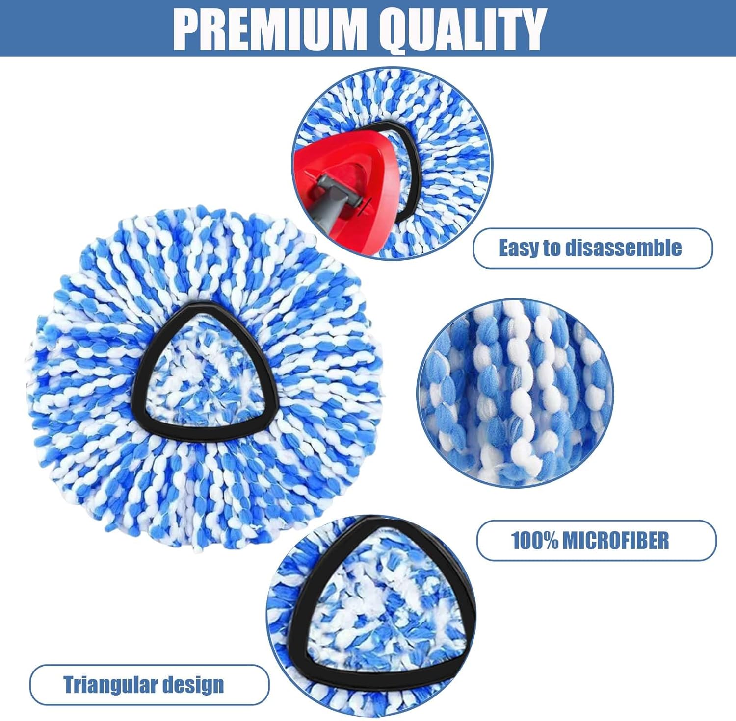 FOOKCIAN 4-Pack Spin Mop Replacement Head