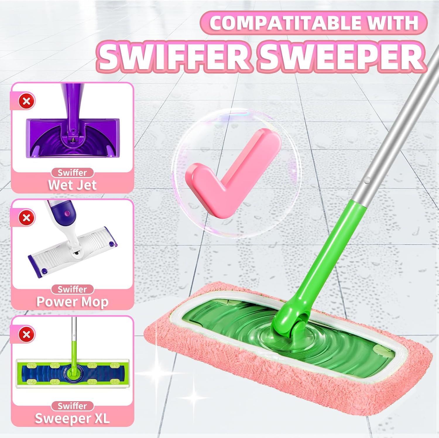 8 Pack Reusable Mop Pads for Swiffer Sweeper
