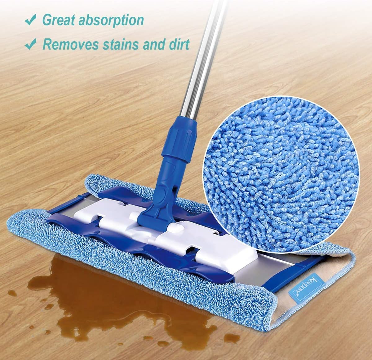 KEEPOW Microfiber Mop Refill Pads for MRSIGA Professional Mop 3 Pack