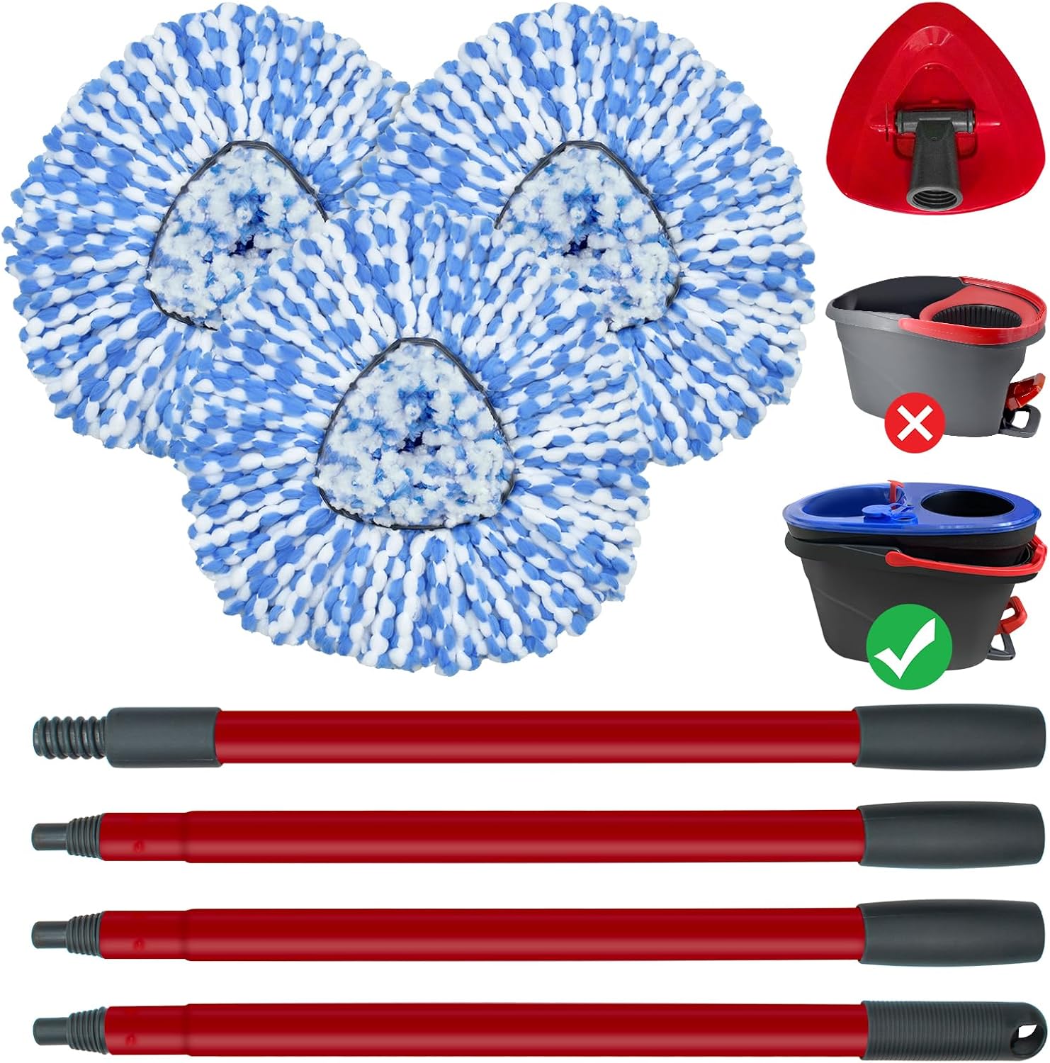 DLAIMI Spin Mop Replacement Heads Combo Set