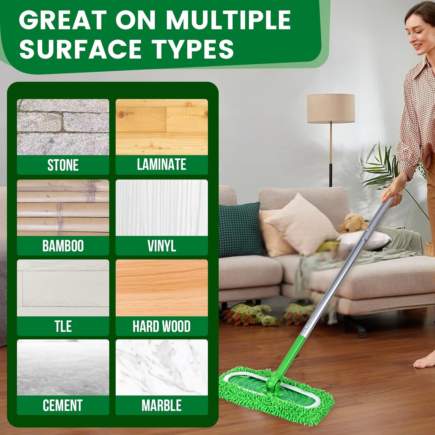 6Pcs Reusable Microfiber Mop Pads for Swiffer Flat Mops