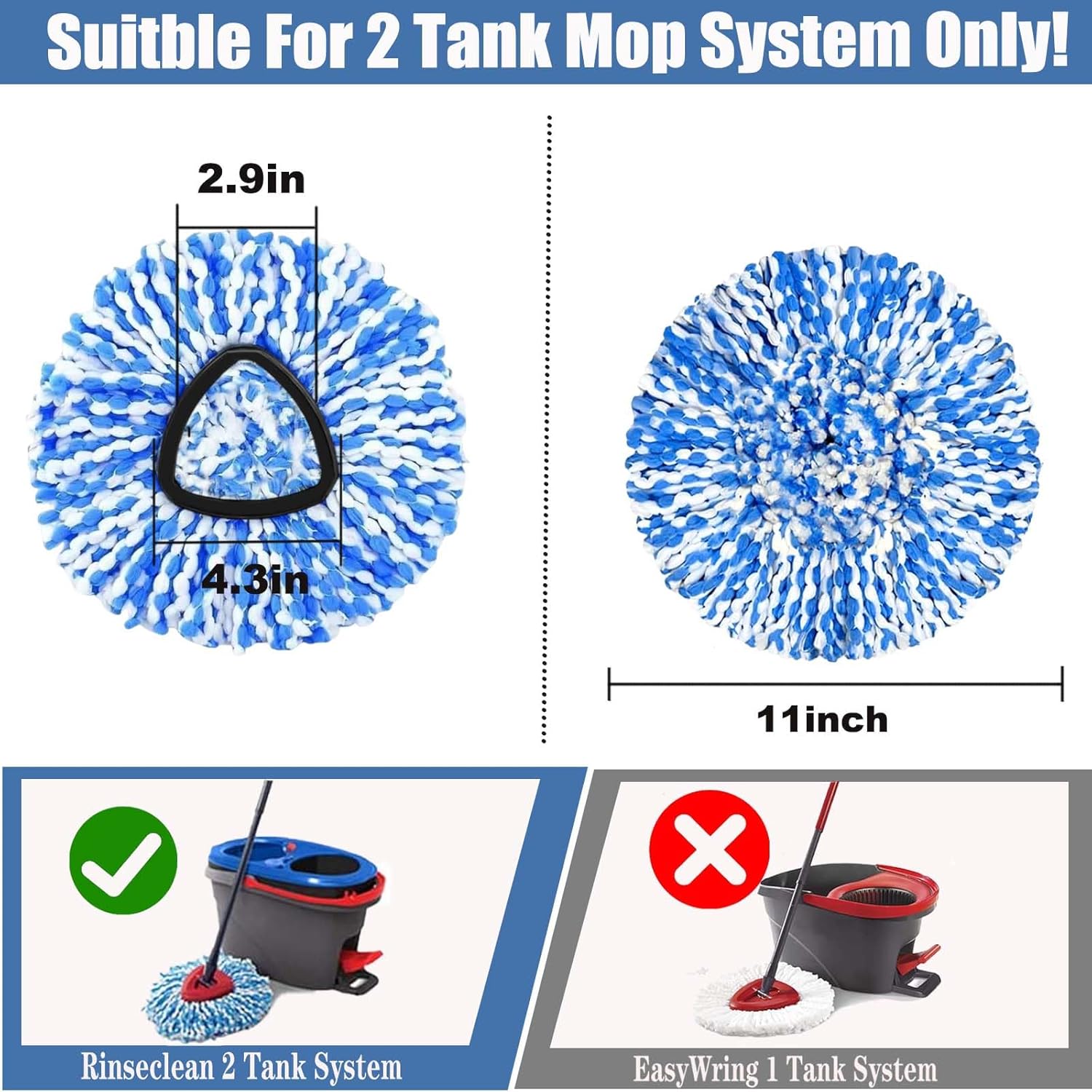 FOOKCIAN 4-Pack Spin Mop Replacement Head
