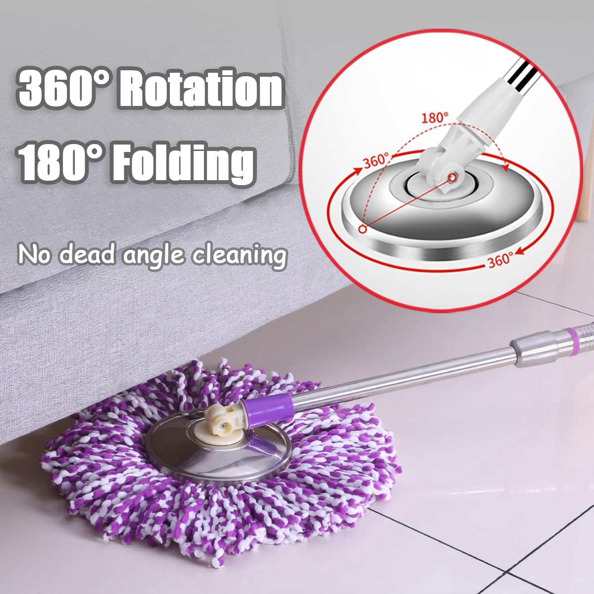 Midremer Extended Spin Mop Handle 60 Inch