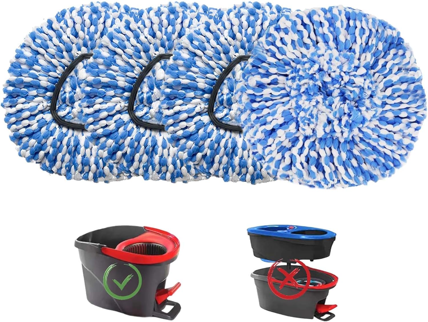 Fazlynyi Microfiber Mop Head Refill 4-Pack Easy Clean