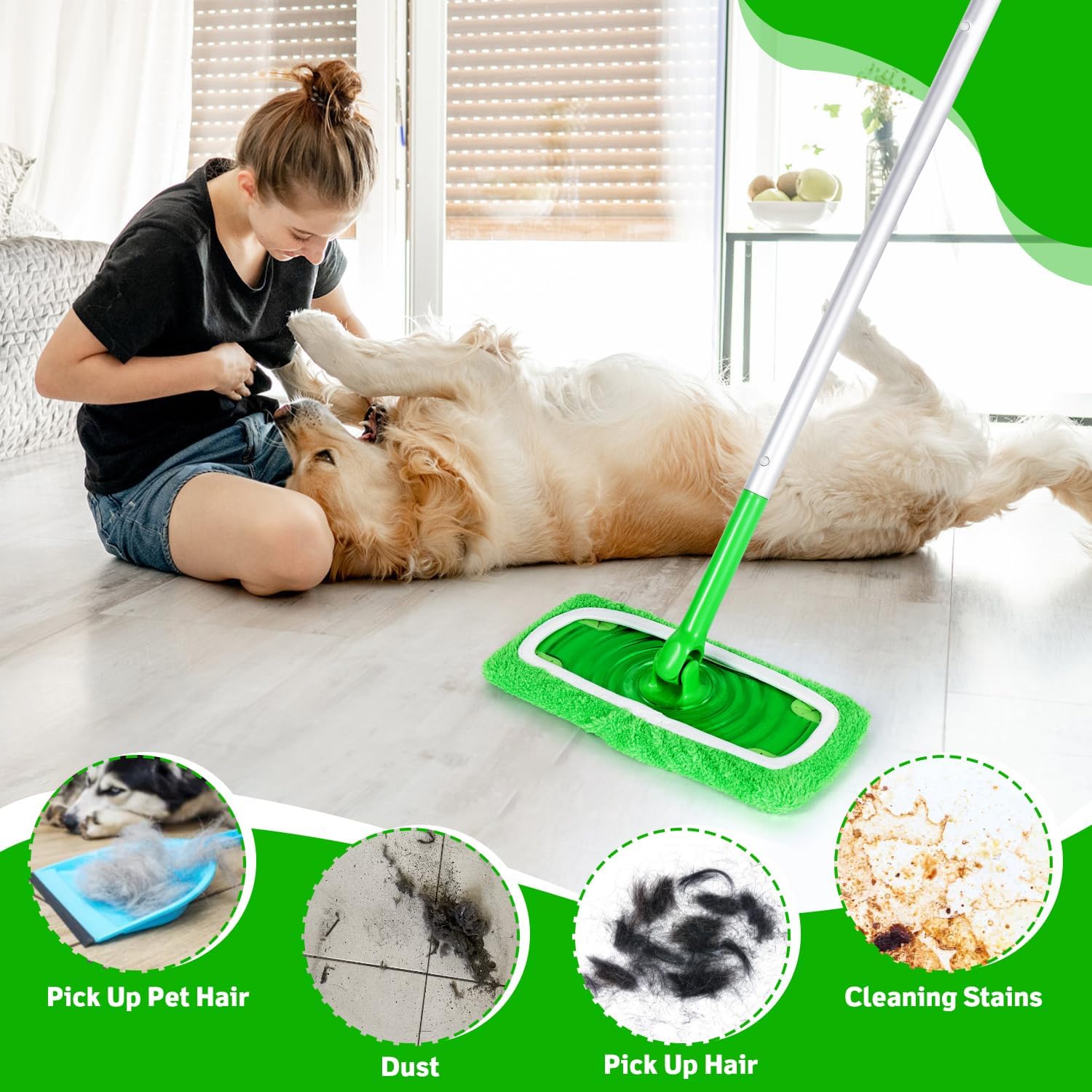 ZHAYAO Reusable Microfiber Mop Pads 3 Pack for Swiffer Sweeper