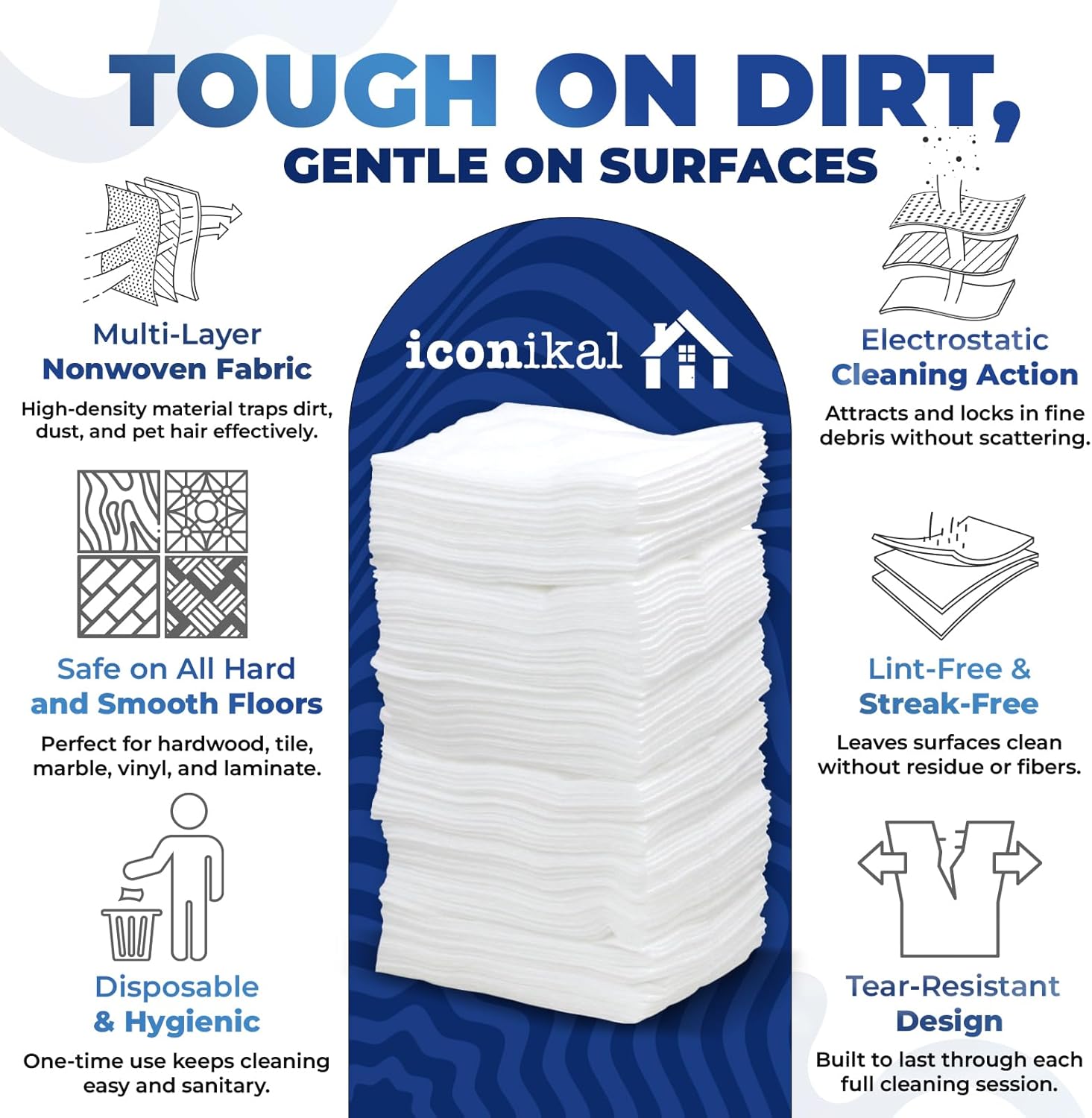 Iconikal Dry Mop Pad Refills 90-Pack for Swiffer