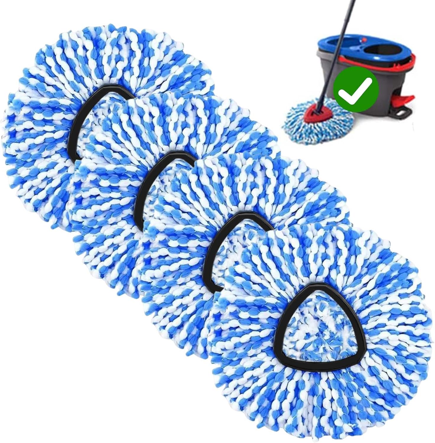 FOOKCIAN 4-Pack Spin Mop Replacement Head