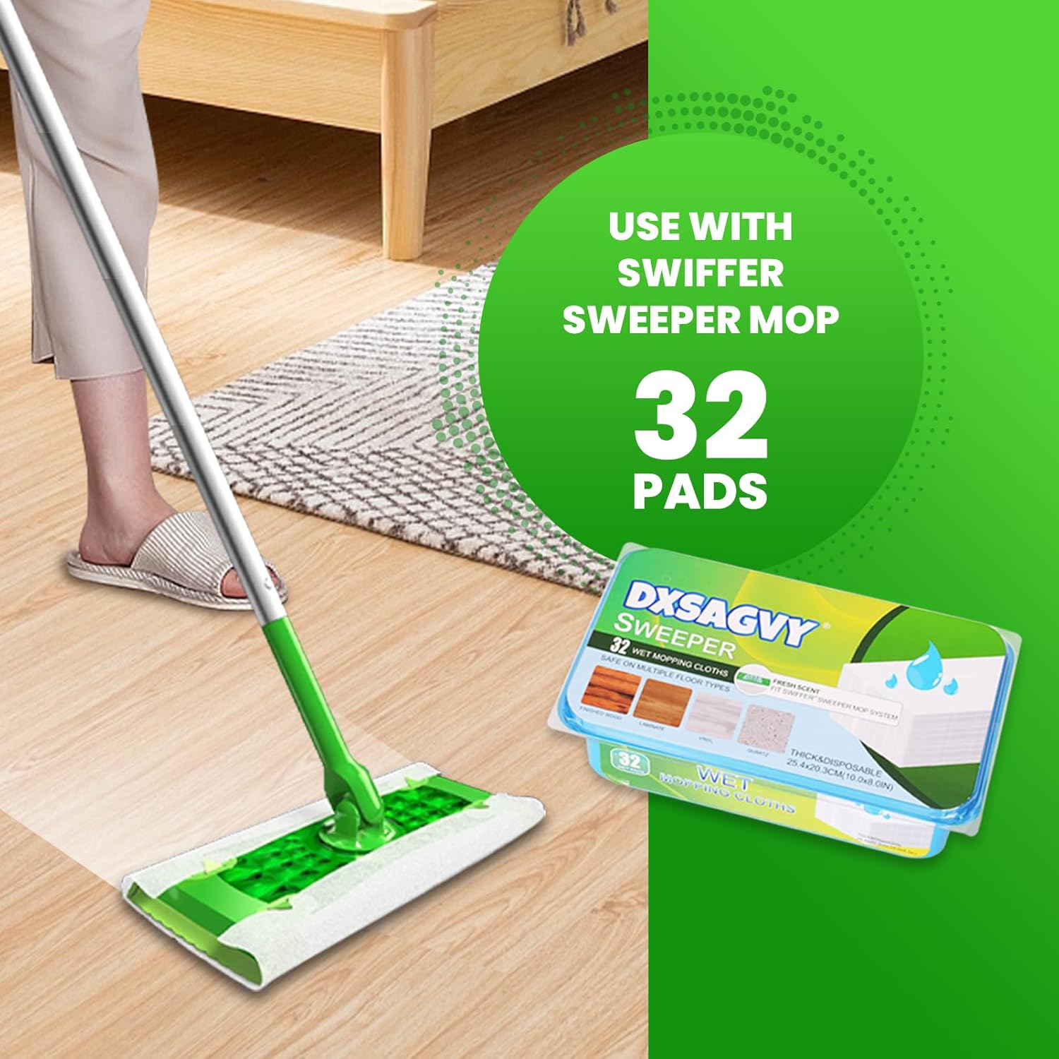 Upgraded Wet Mop Pads for Swiffer 32 Count Refills