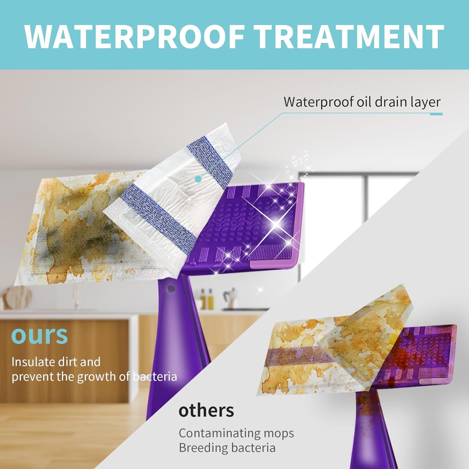 AIR U Disposable Mop Pad Refills for Swiffer Wet Jet 30 Count