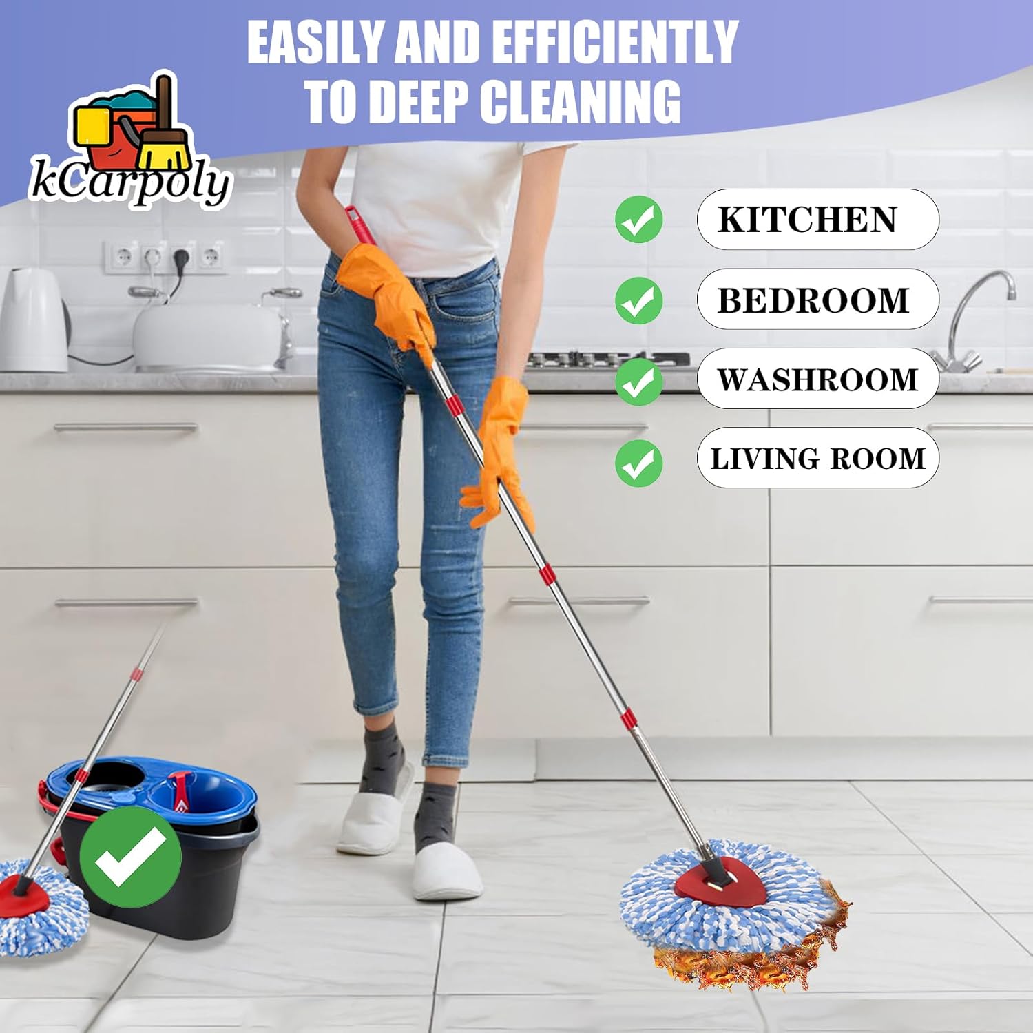 6 Pack Spin Mop Heads Replacement for O ceda RinseClean 2