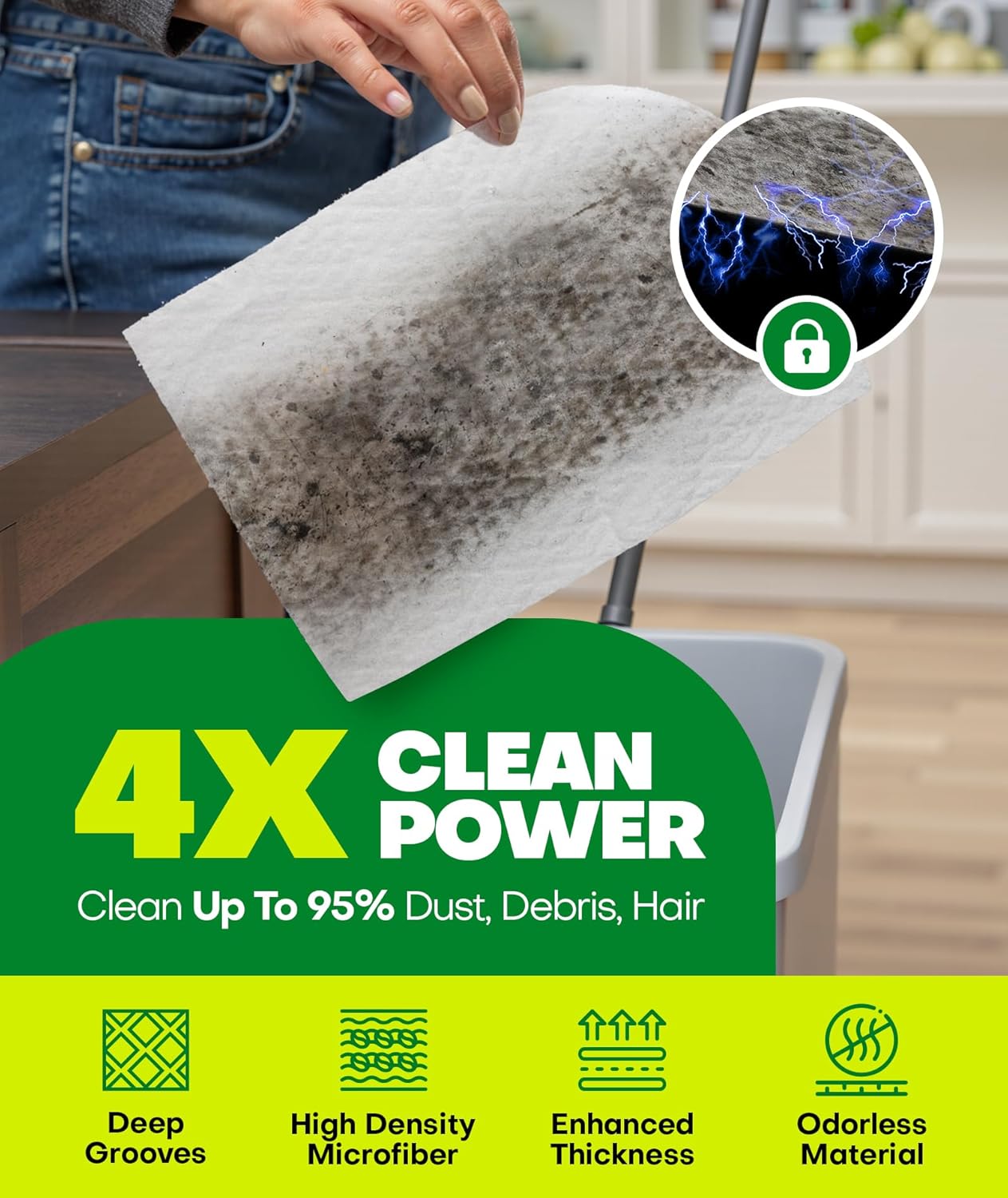 Domudy 60 Count Dry Sweeping Cloths Refills for Swiffer 1