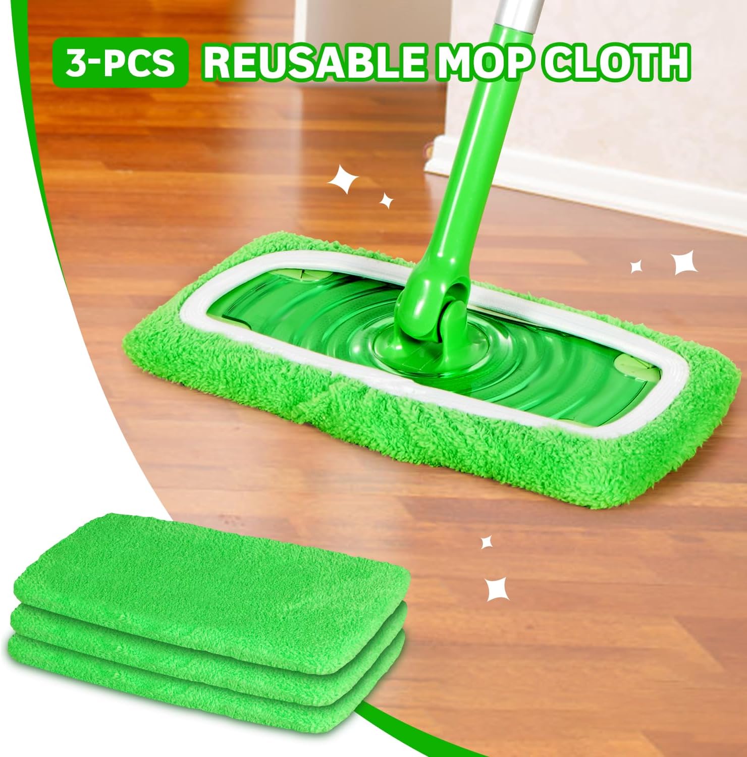ZHAYAO Reusable Microfiber Mop Pads 3 Pack for Swiffer Sweeper