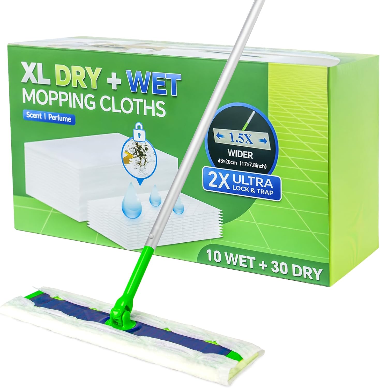 SAUAUSUN 40 Count XL Mopping Cloths Kit for Swiffer Sweeper XL