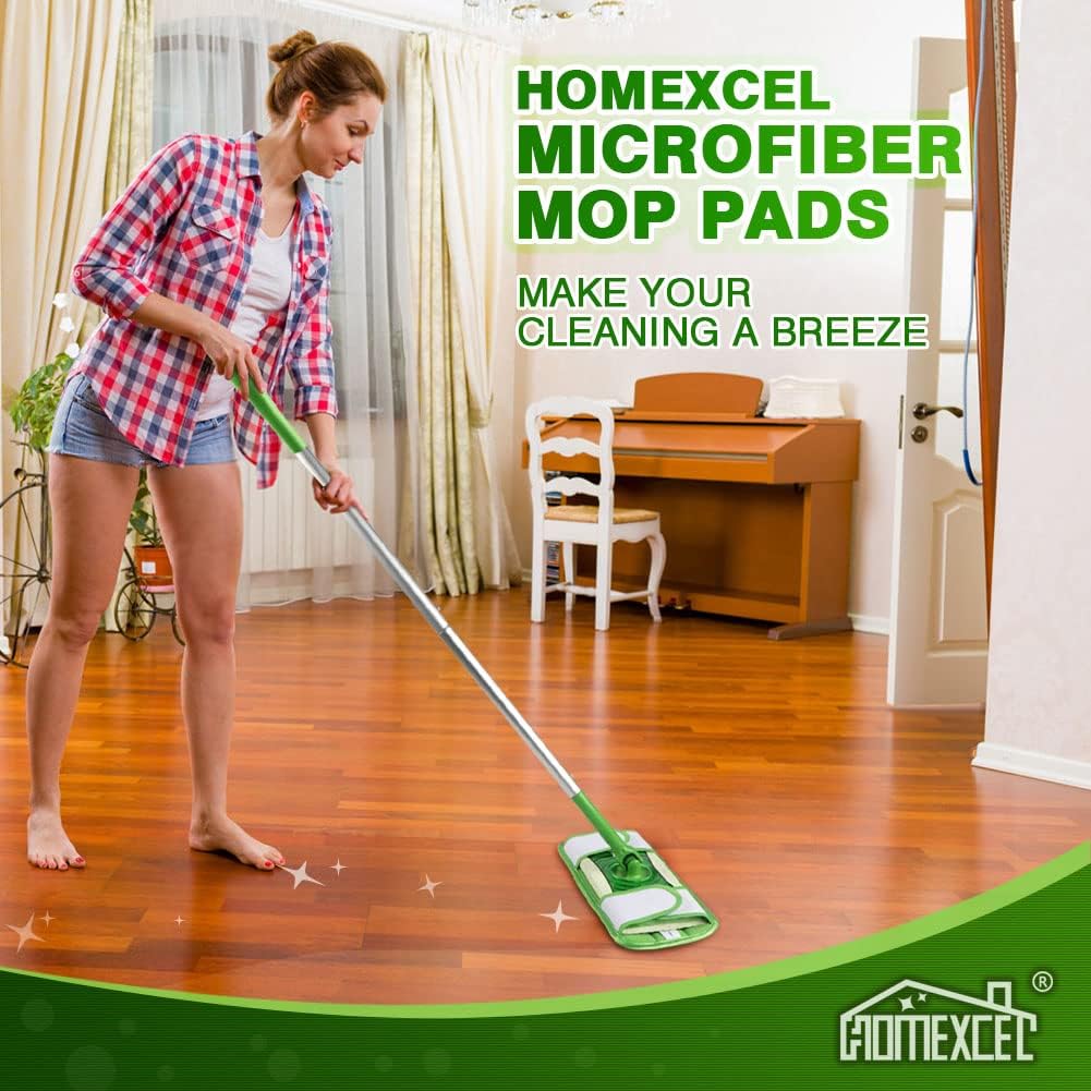 HOMEXCEL Microfiber Mop Pads - Swiffer Compatible Pack of 2