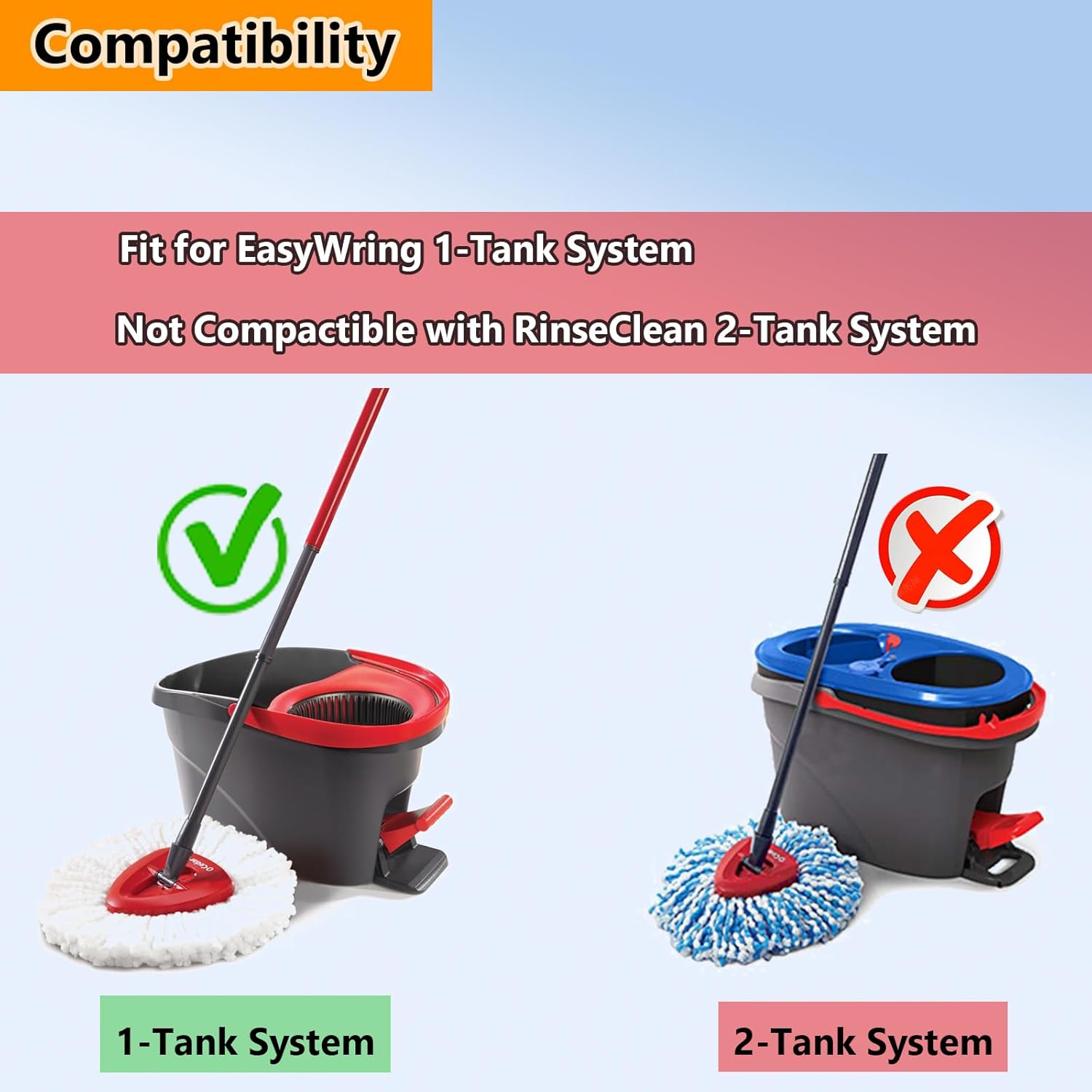 YEAZHEN 12-Pack Microfiber Spin Mop Replacement Heads