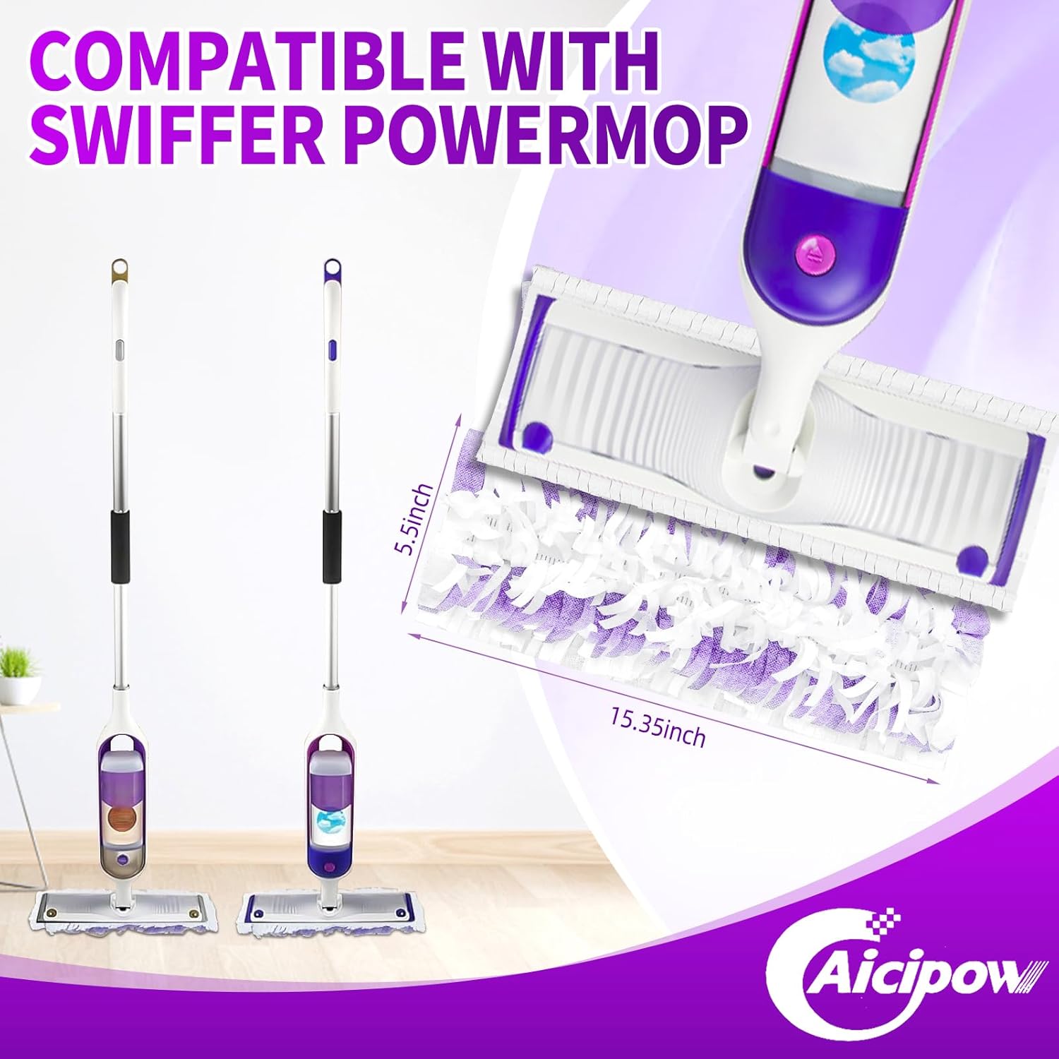 Aicipow 25 Count Swiffer Power Mop Replacement Pads