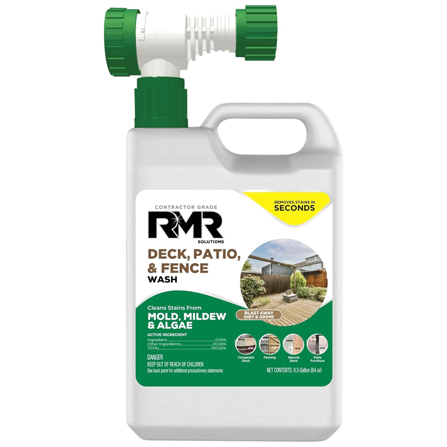 RMR Deck Patio Fence Wash 64 Ounce Commercial-Grade Stain Remover