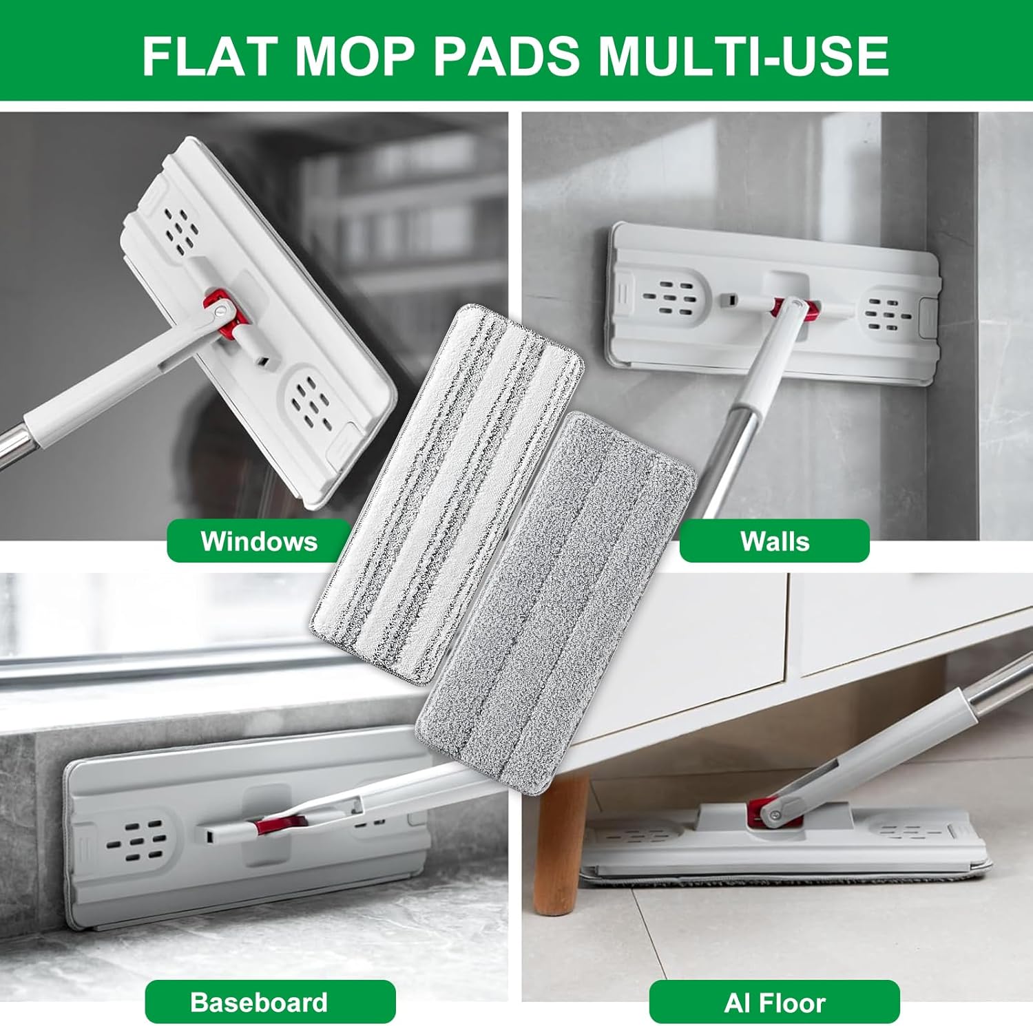 HiBaBy Microfiber Mop Pads 3 Pack - 13 x 49 Flat Mop Refill Replacement
