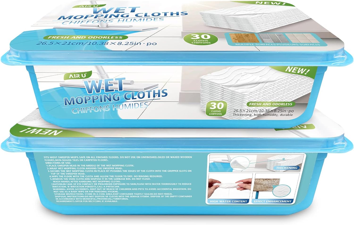 AIR U Upgraded Wet Mop Refills for Swiffer 60 Count