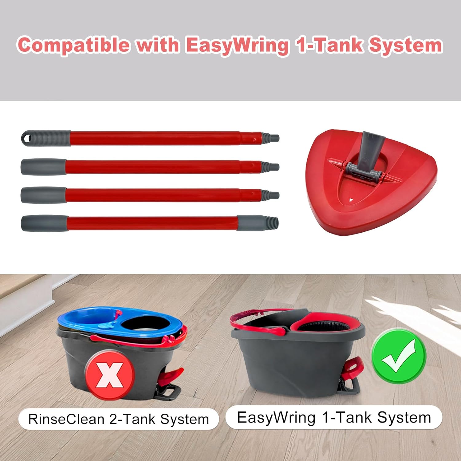 Hezane 4-Section Spin Mop Handle Base Set