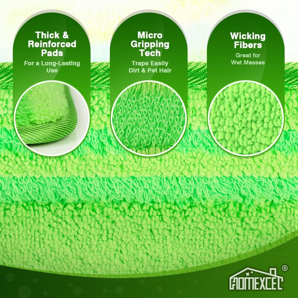 HOMEXCEL Microfiber Mop Pads - Swiffer Compatible Pack of 2