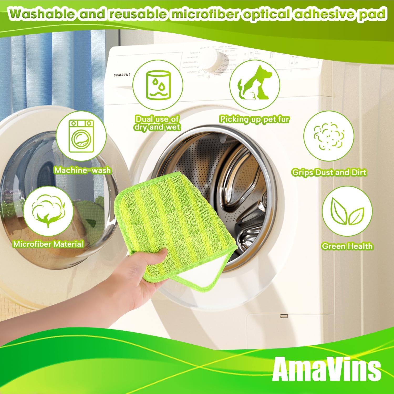 AmaVins 3 Pack Reusable Swiffer WetJet Mop Pads