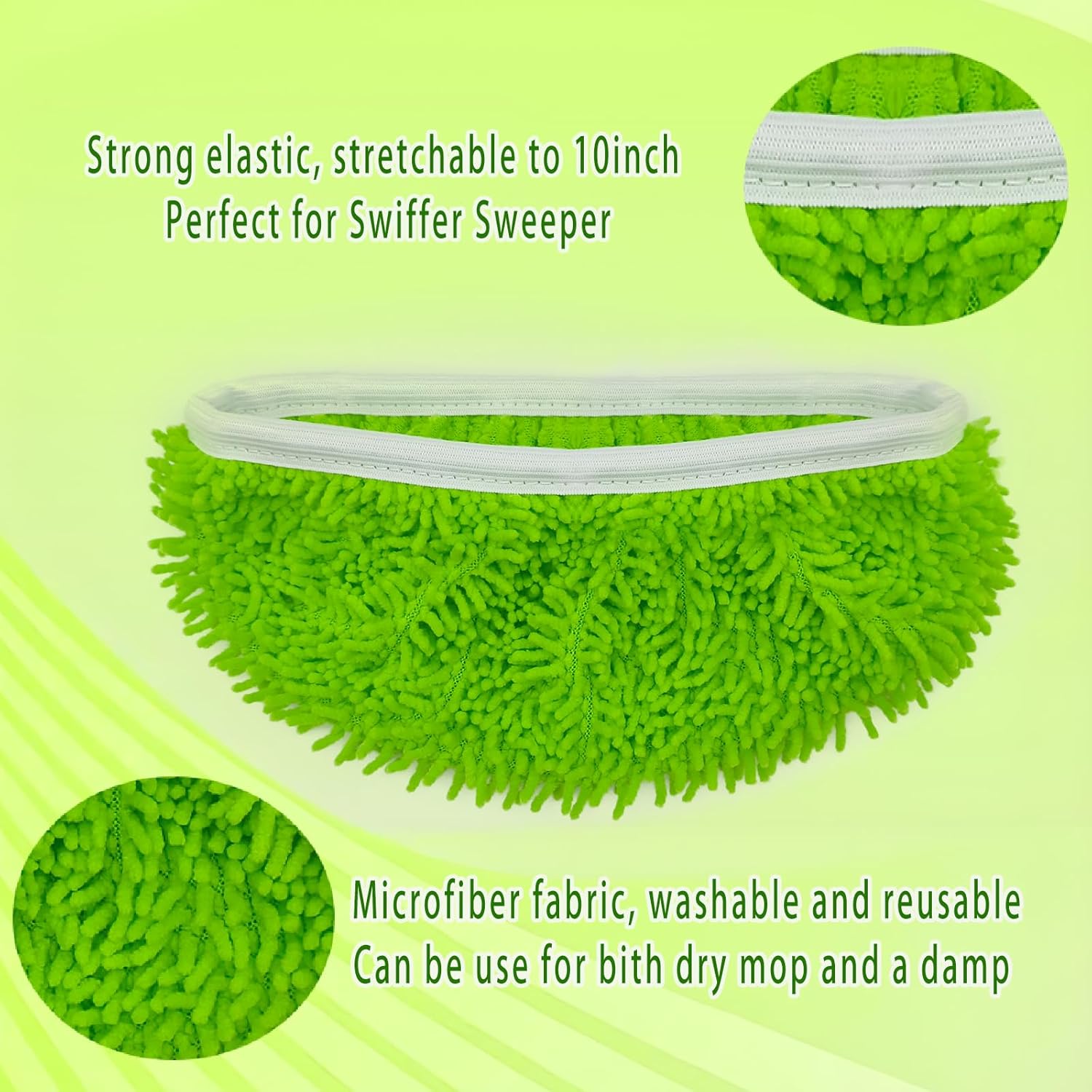 Febsow Reusable Microfiber Mop Pads 4PCS Replacement for Swiffer Sweeper