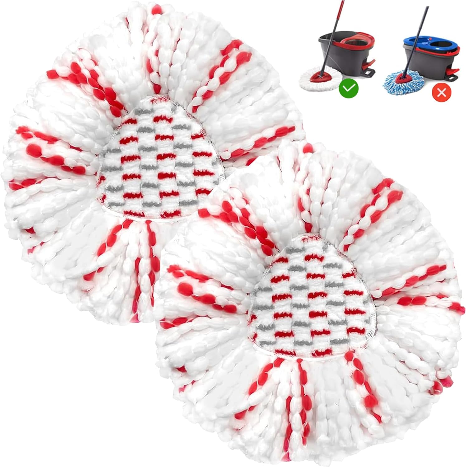 Higfra 2 Pack Mop Heads - 40 More Cleaning Power