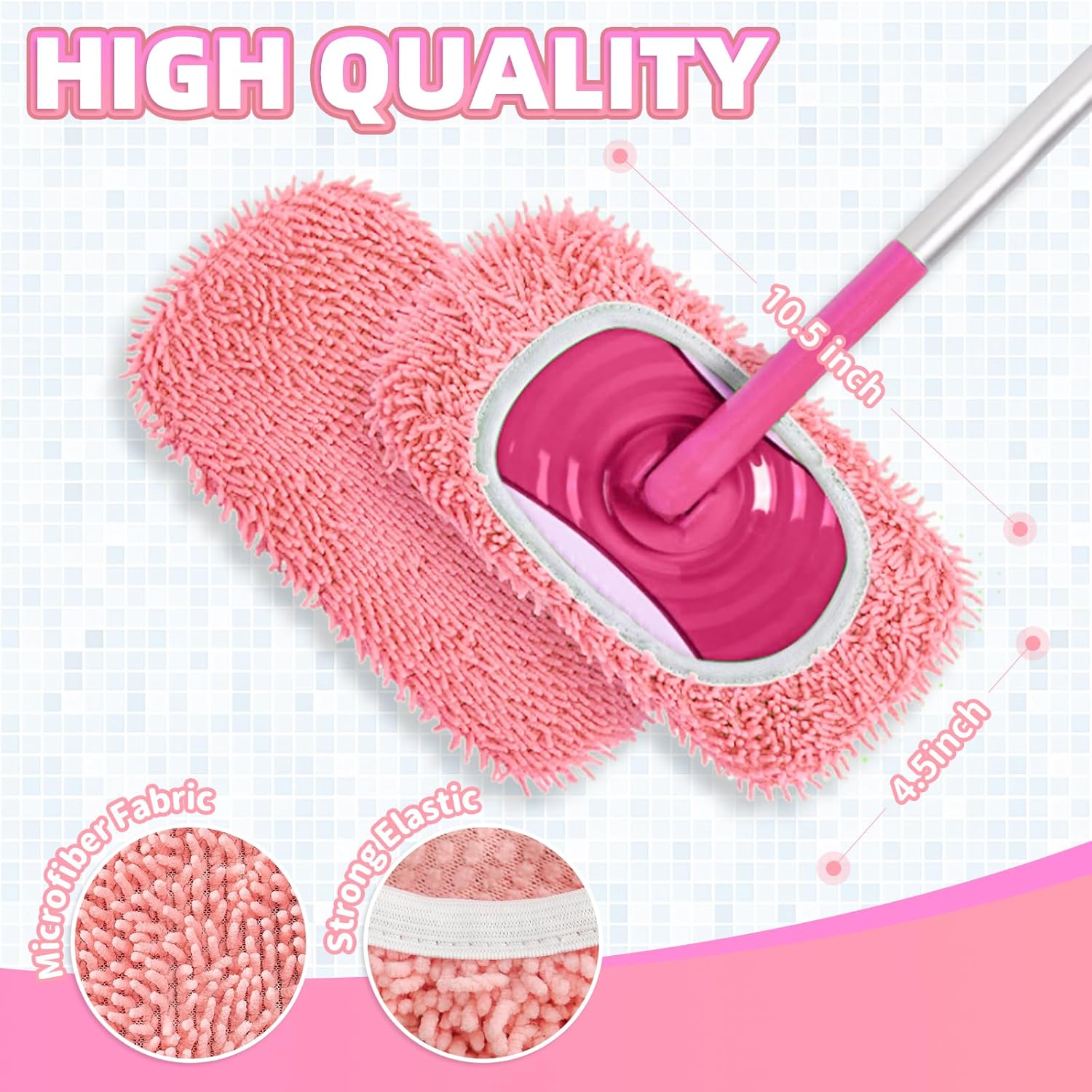 4 Pack Reusable Mop Pads for Swiffer Sweeper Pink