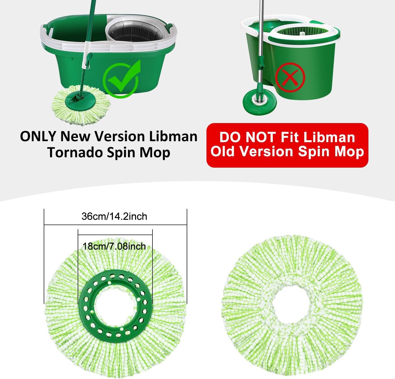 Tornado Spin Mop Head Replacement for Libman Mop - Washable Reusable